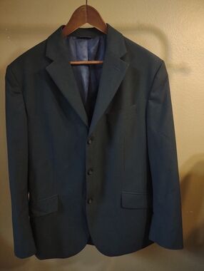Banana Republic Men's Dark Navy  Wool Cotton Blend Three-Button Blazer Jacket